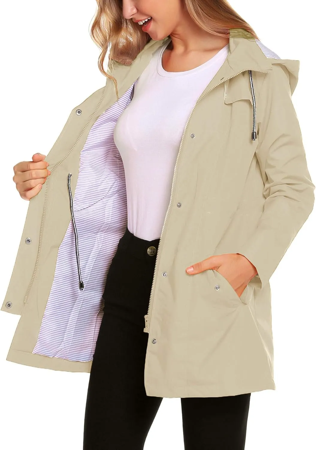 ZHENWEI Womens Lightweight Hooded Waterproof Active Outdoor Rain Jacket S-XXL