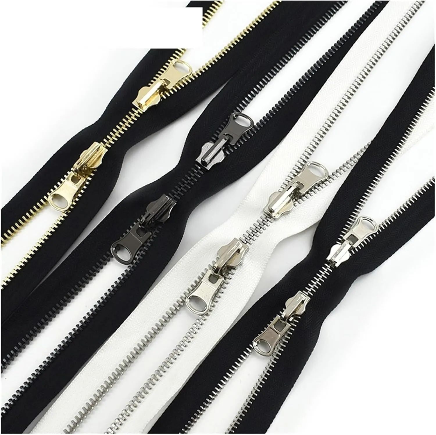 Zipper for Bags, 2Pc 70-100cm Double Sided Zippers Open End Two Way Rotary Slider Zip for Jacket Coat Clothes DIY Sewing Accessories(BlackGold,90CM-5#)