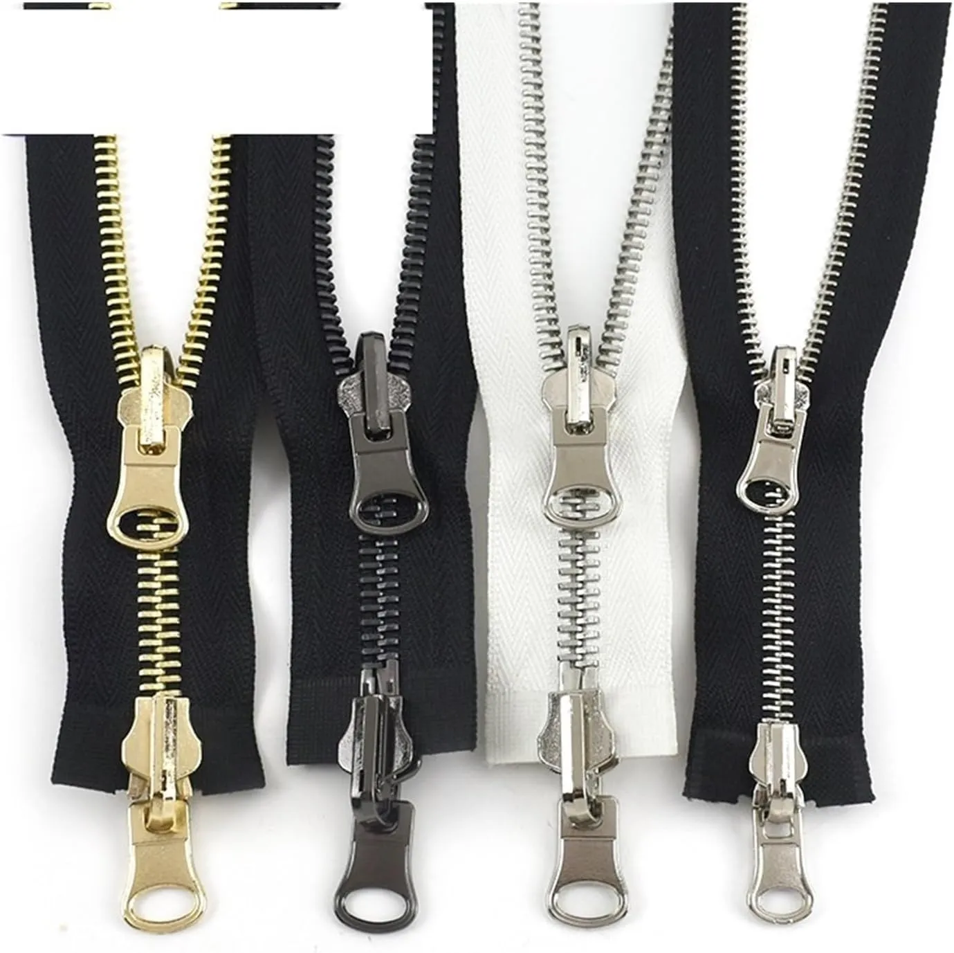 Zipper for Bags, 2Pc 70-100cm Double Sided Zippers Open End Two Way Rotary Slider Zip for Jacket Coat Clothes DIY Sewing Accessories(BlackGold,90CM-5#)
