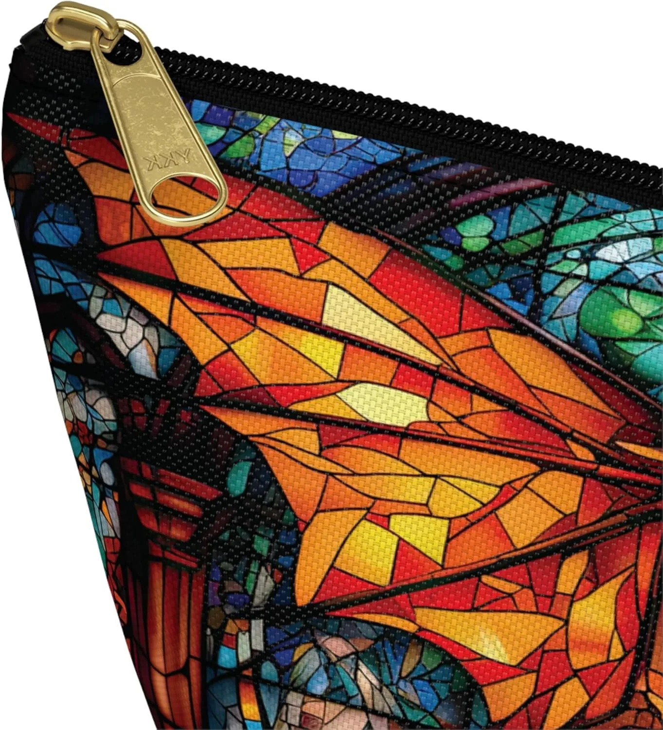 Zippered Dice and Accessory Pouch, Role Player Dice Bag, Dragon Storage Pouch (Stained Glass Dragon)