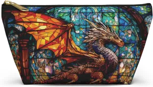 Zippered Dice and Accessory Pouch, Role Player Dice Bag, Dragon Storage Pouch (Stained Glass Dragon)