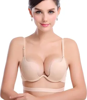 ZUKULIFE Women's Essentials Deep U Multi-Way Push Up Convertible Low Cut Plunge Bra