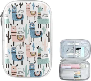 ZZKKO Animal Llama Pencil Bag Case Zipper Pencil Holder Organizer Stationary Pen Bag Cosmetic Makeup Bag Pouch Purse for School Office Supplies