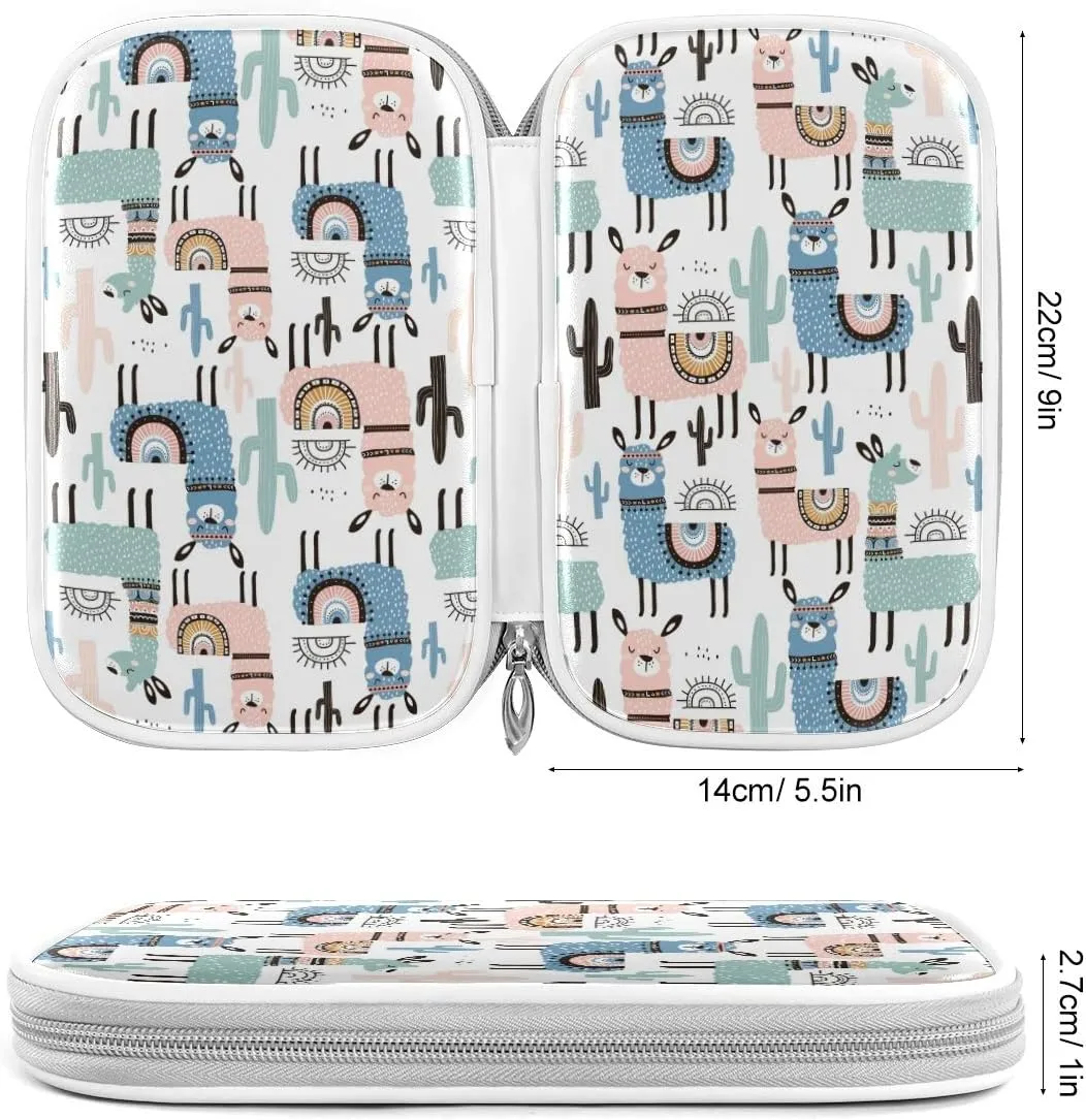 ZZKKO Animal Llama Pencil Bag Case Zipper Pencil Holder Organizer Stationary Pen Bag Cosmetic Makeup Bag Pouch Purse for School Office Supplies