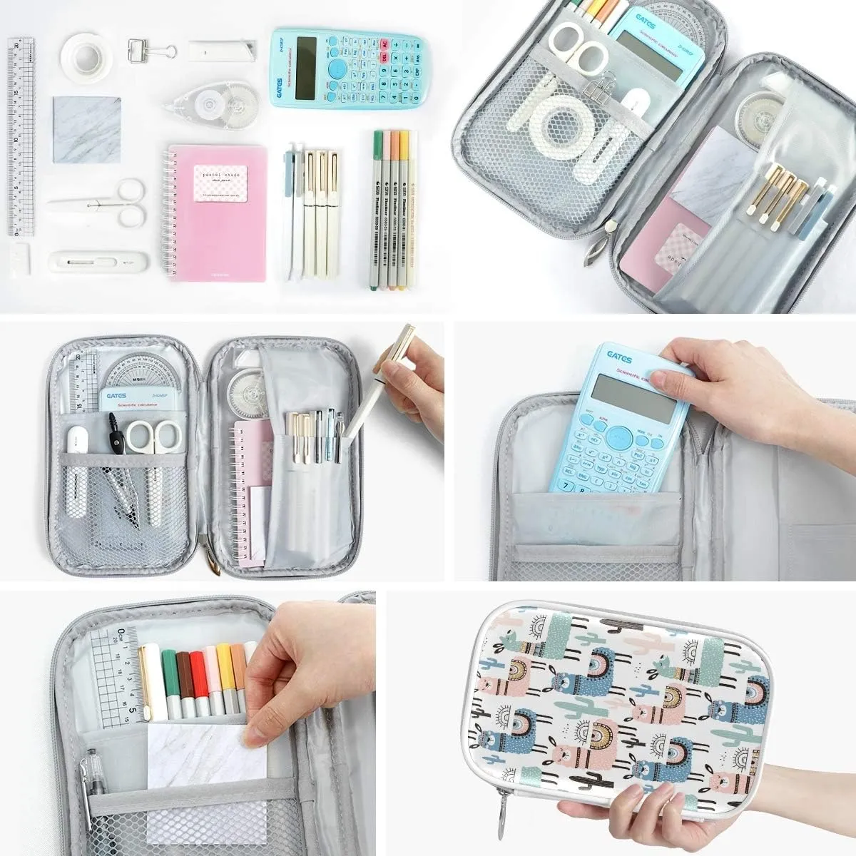 ZZKKO Animal Llama Pencil Bag Case Zipper Pencil Holder Organizer Stationary Pen Bag Cosmetic Makeup Bag Pouch Purse for School Office Supplies